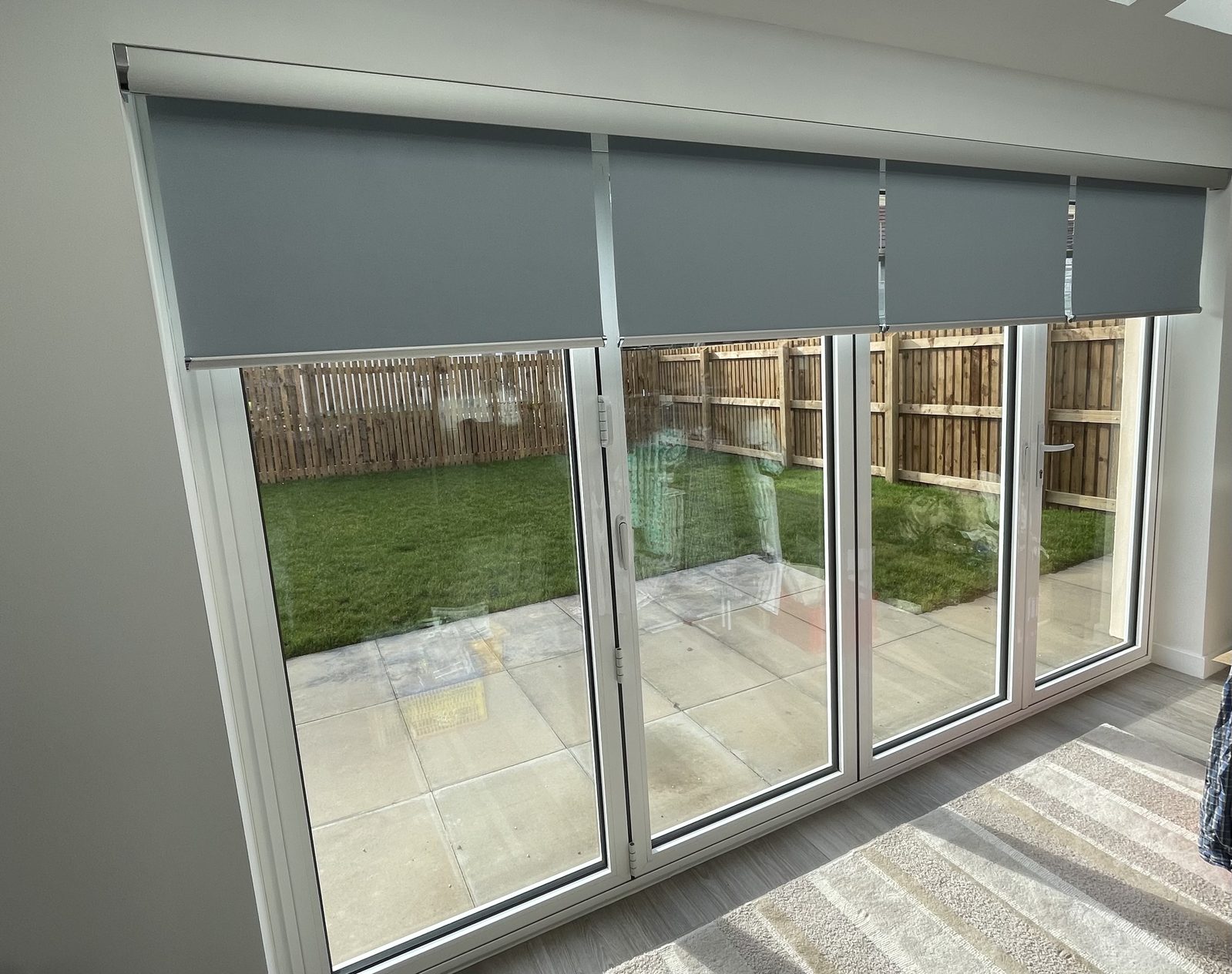 Motorised roller blinds built into one pelmet system, Livingston