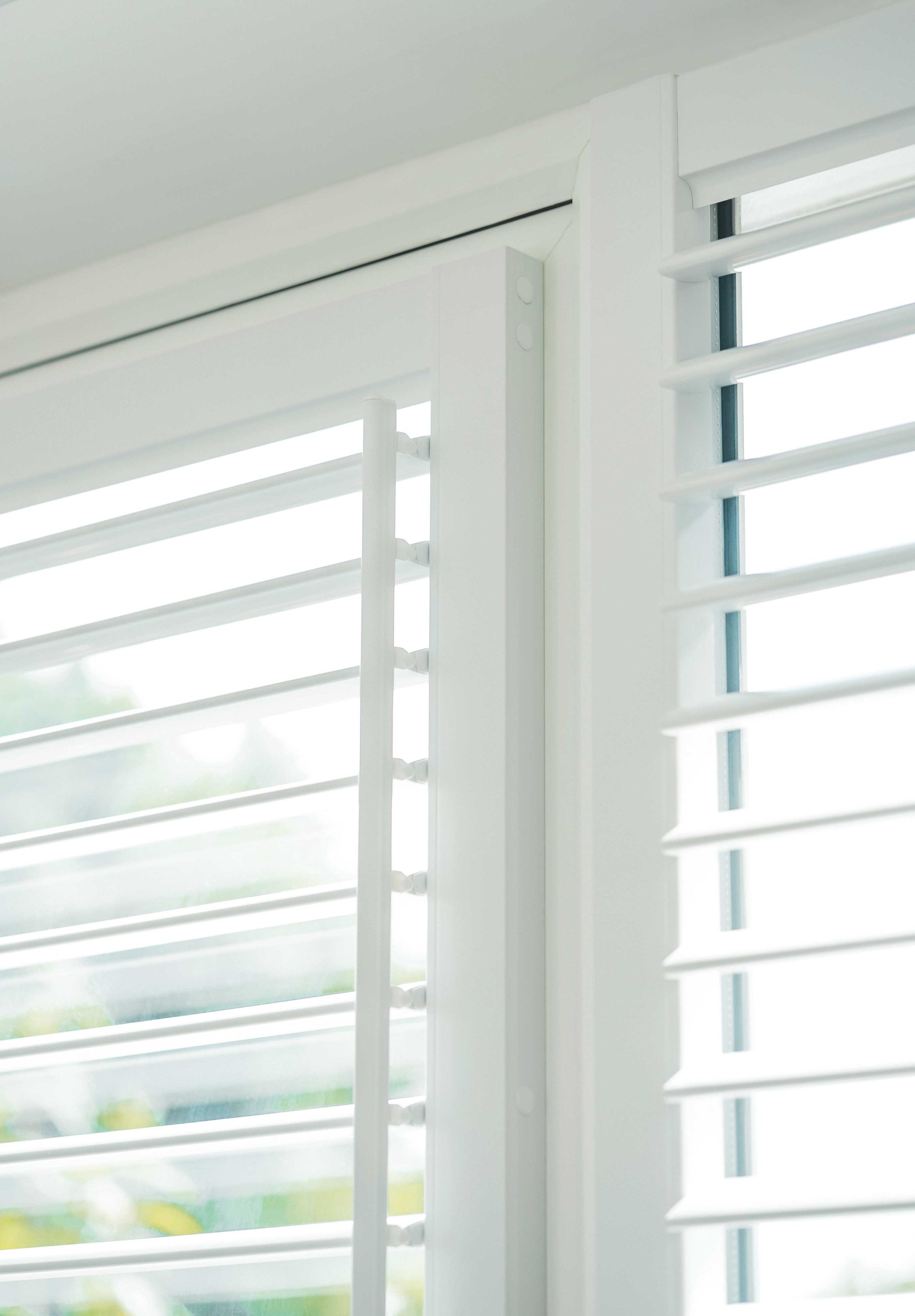Close-up of Perfect Fit shutter frame and hinge detail