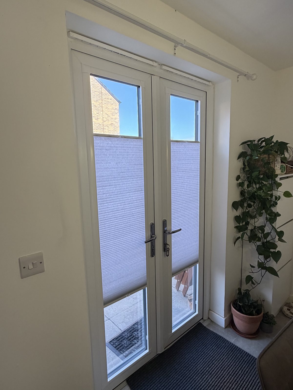 Perfect Fit pleated blind fitted to French doors
