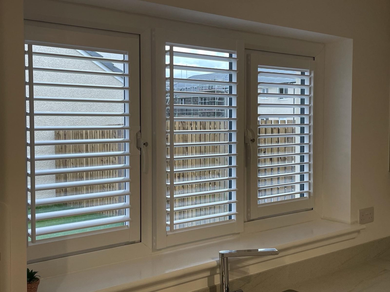 Perfect Fit shutters fitted in a kitchen, new build, Livingston