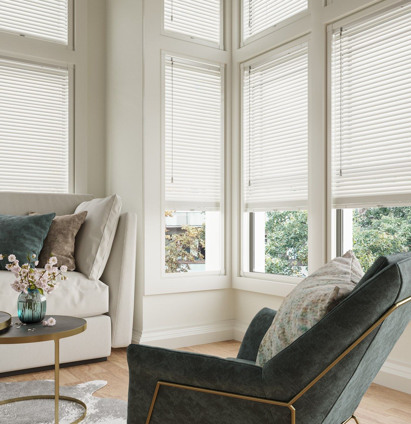 Perfect Fit wooden blind fitted to tall windows