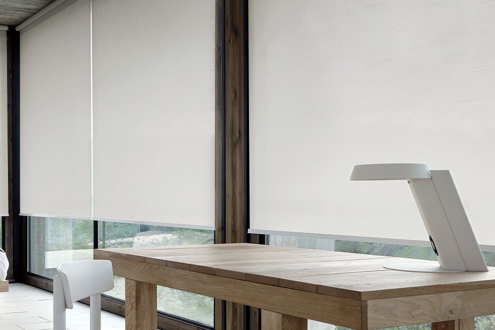 Roller blind fitted in a living room