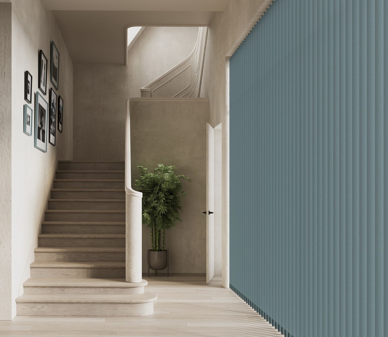 Vertical blind fitted in a hallway