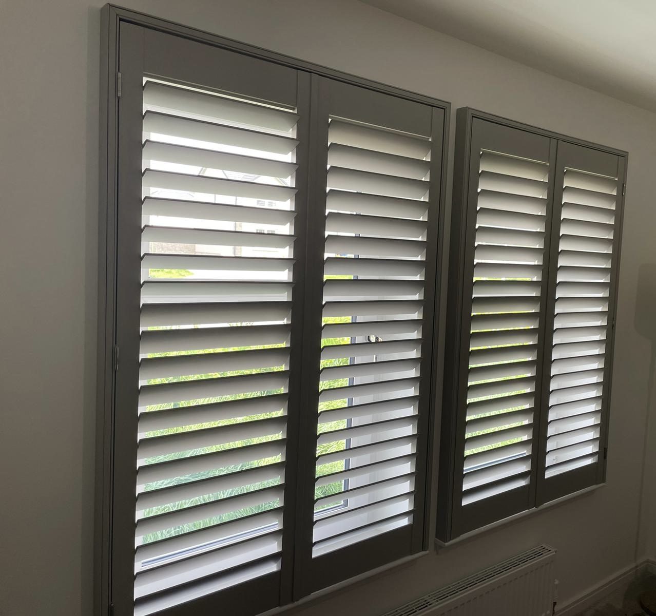 Wooden shutters installed in a new build property, Livingston