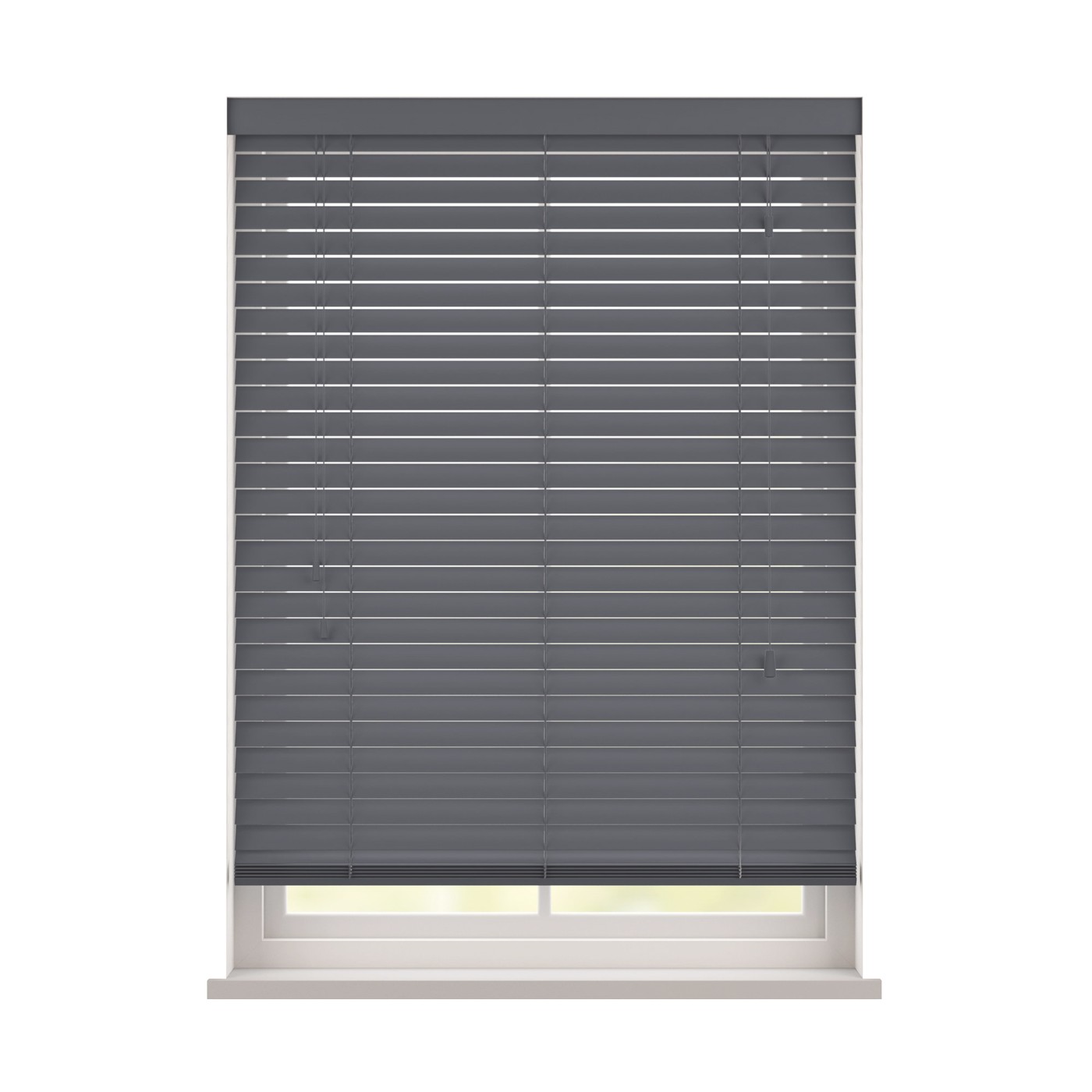 Charcoal wooden blind with string ladder