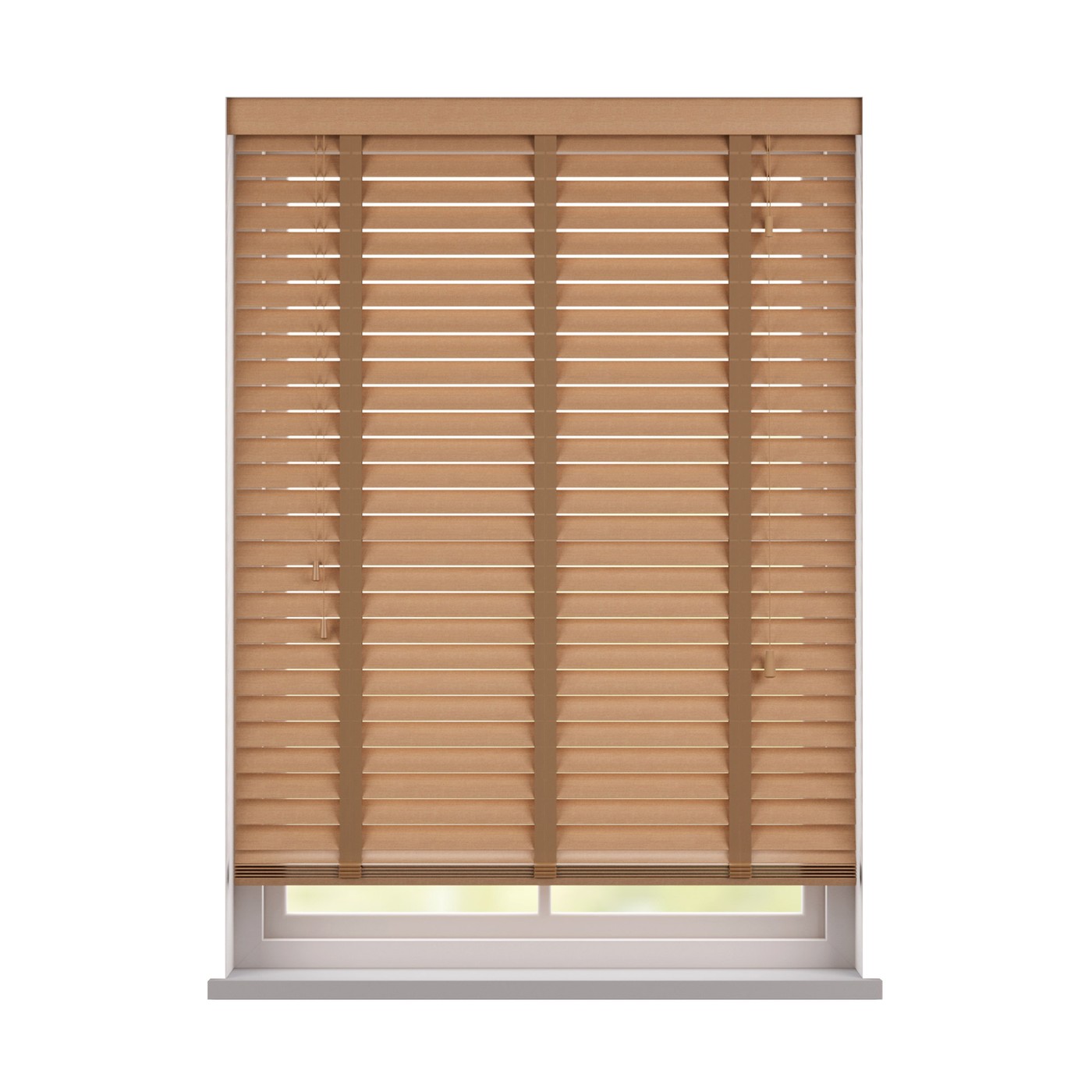 Honey wooden blind with fabric tape