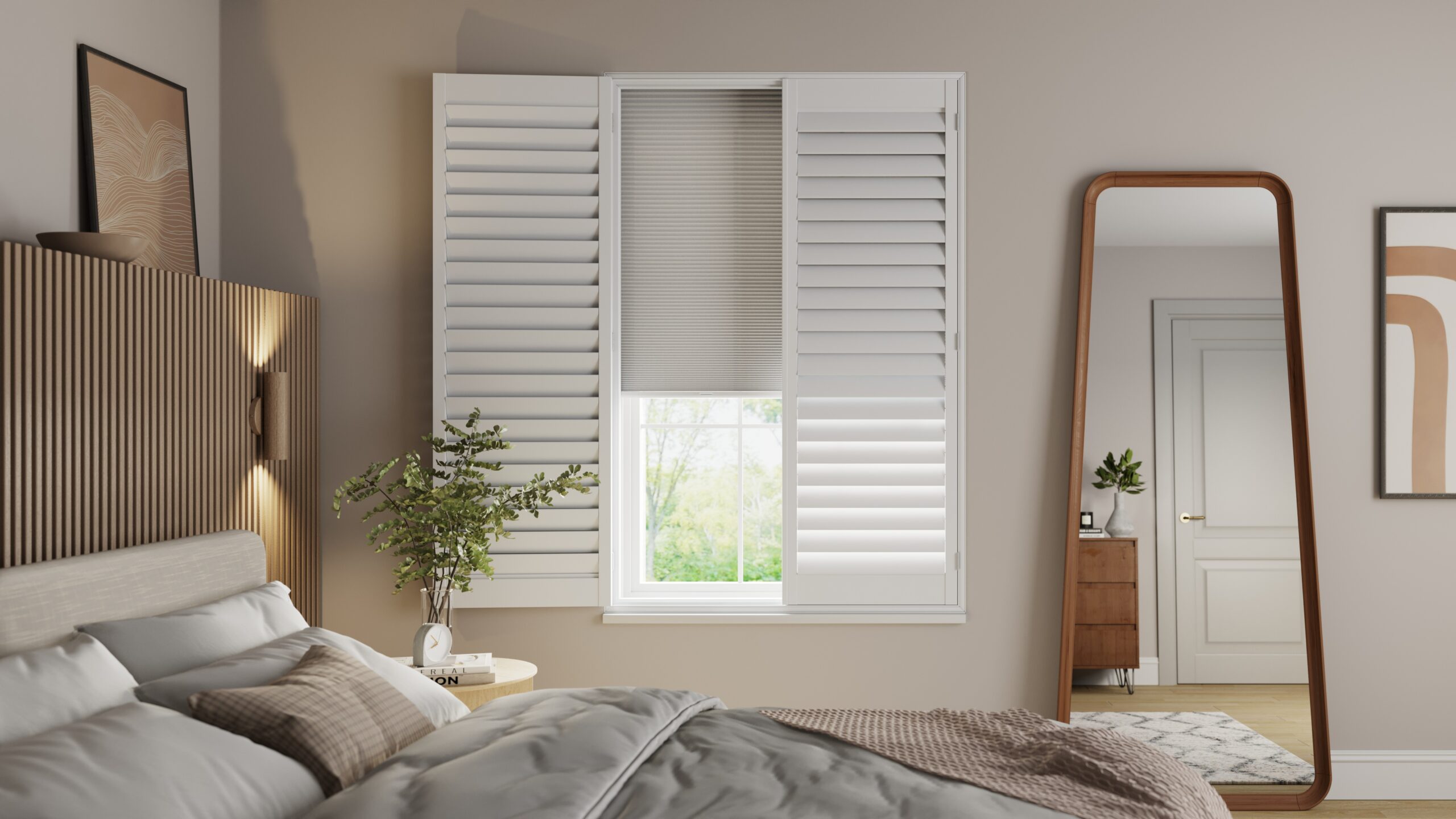 Shutter Blind With Pleated Blind