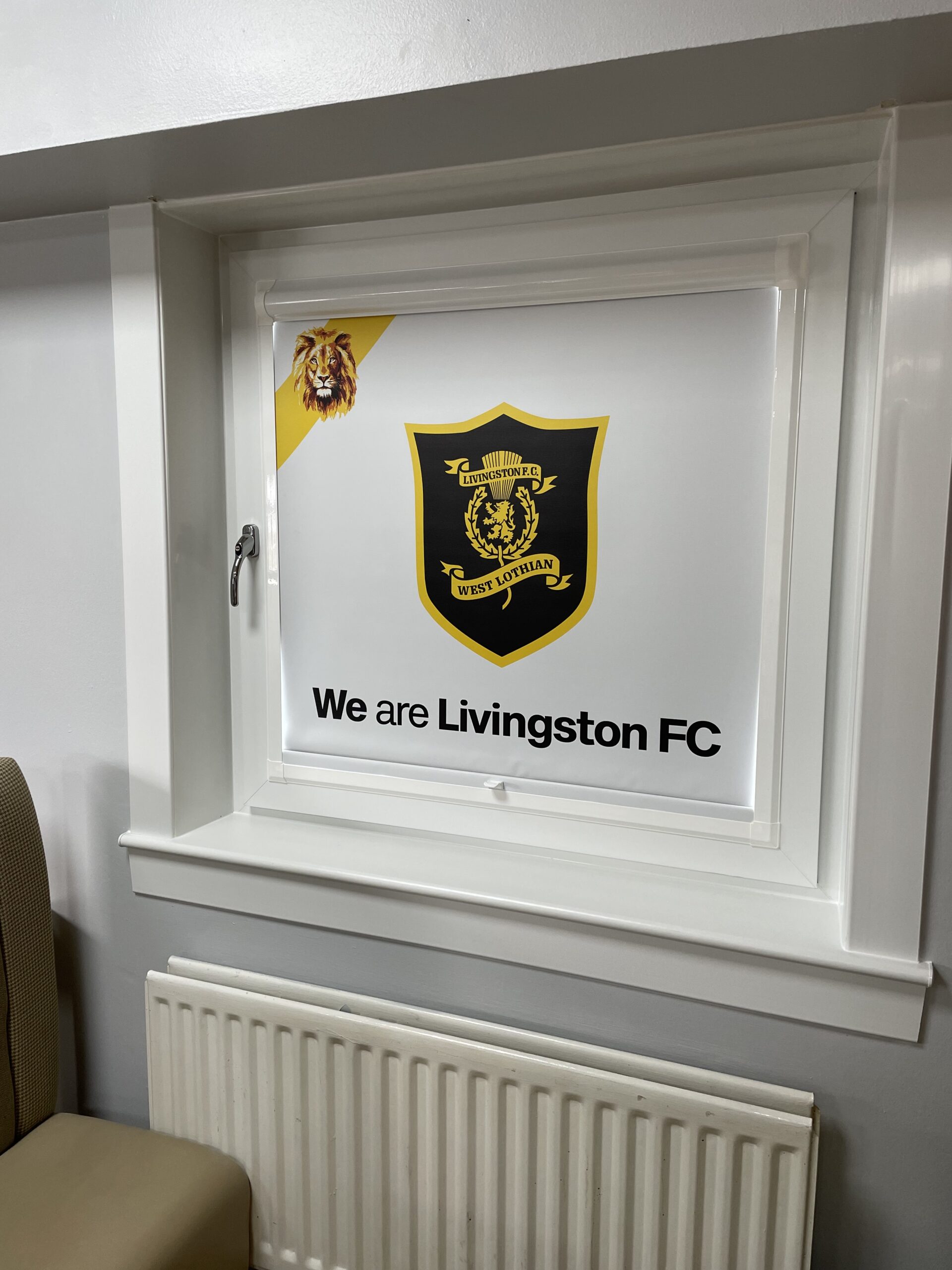 Perfect Fit roller blind with football club badge