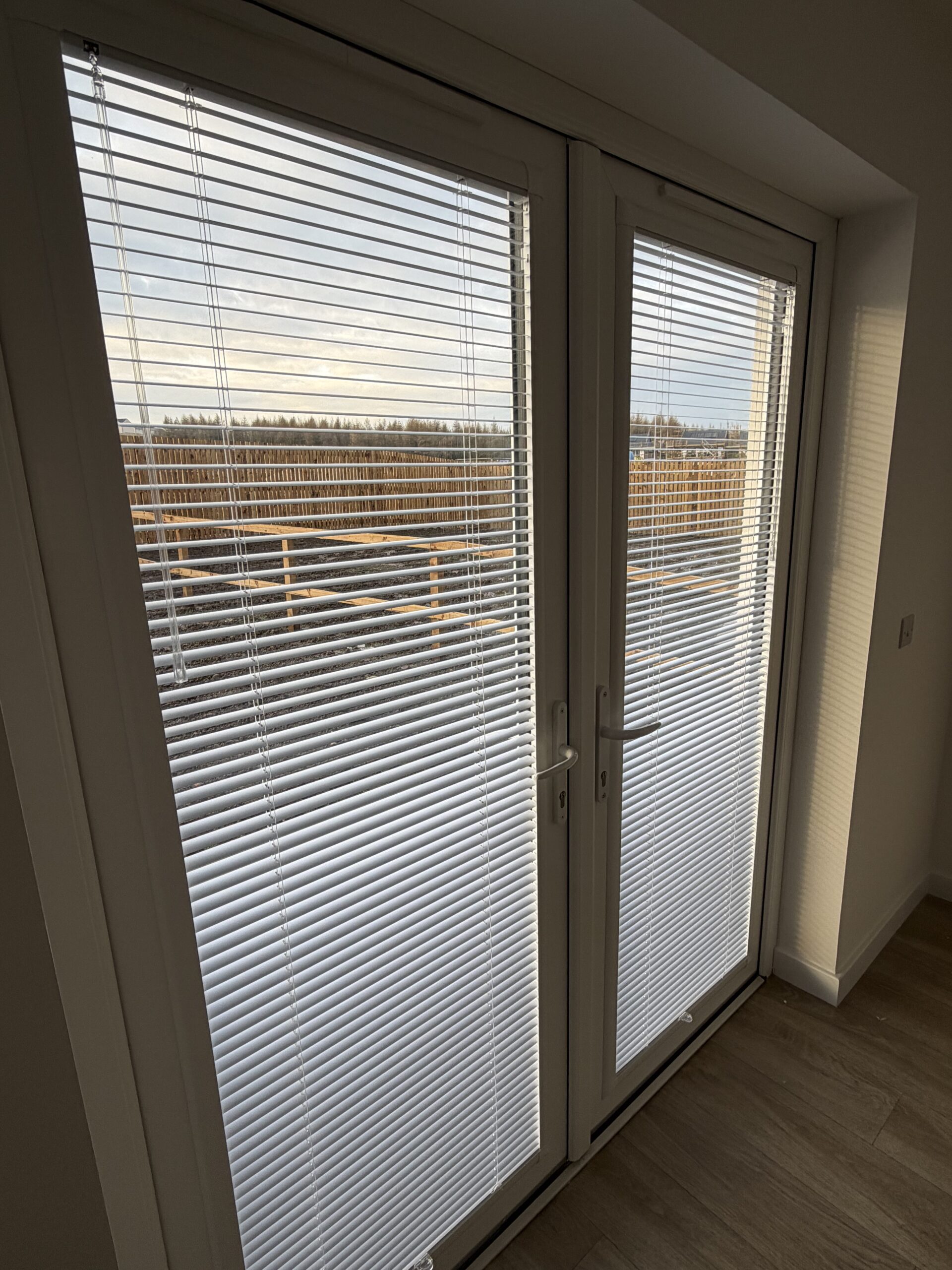 PERFECT FIT VEVENITAN BLIND INSTALLED ON FRENCH DOOR IN WEST LOTHIAN